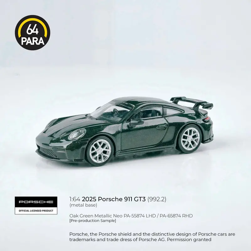 1:64 Porsche 911 Gt3 (992.2) -- Oak Green Metallic Neo -- Para64 1