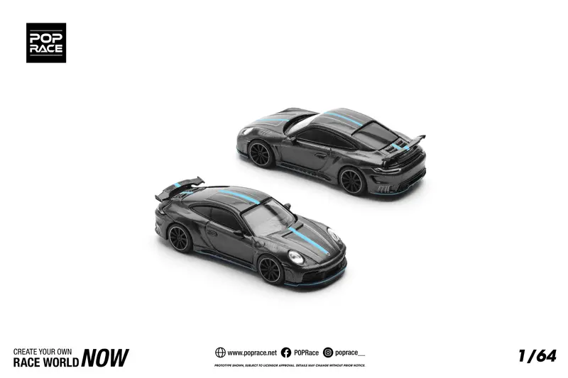 1:64 Porsche 991 (992) Stinger Gtr Carbon Edition -- Blue Line -- Pop Race 1