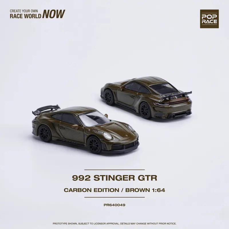 1:64 Porsche 991 (992) Stinger Gtr Carbon Edition -- Carbon Brown -- Pop Race 1