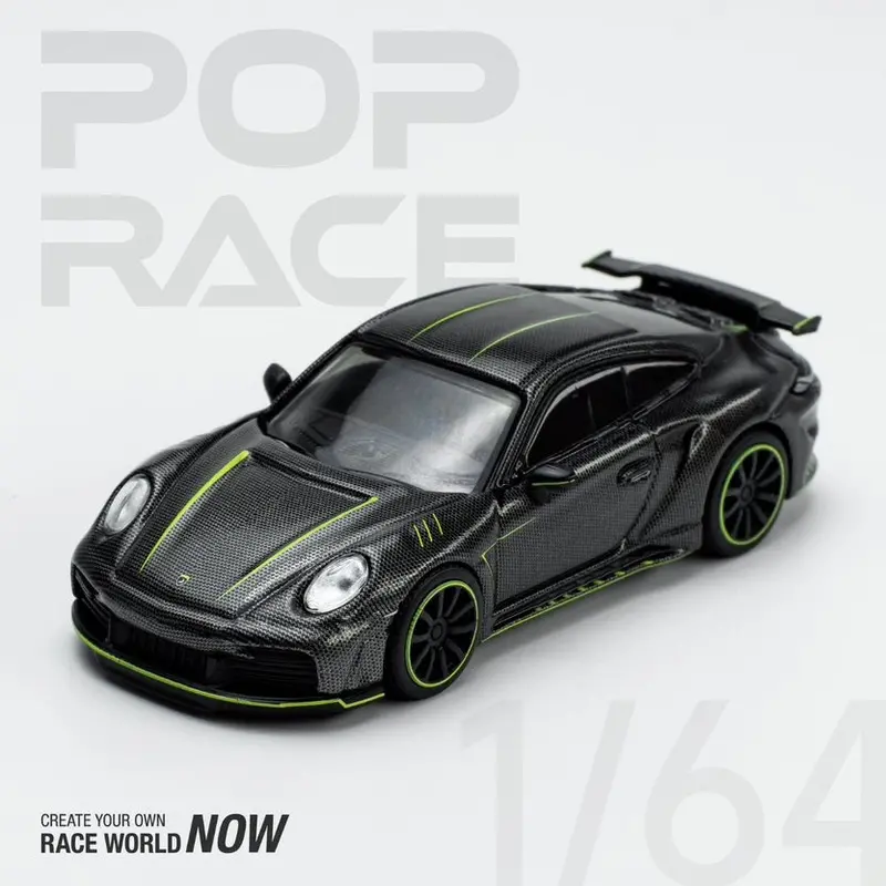 1:64 Porsche 991 (992) Stinger Gtr Carbon Edition -- Carbon W/Green -- Pop Race 2