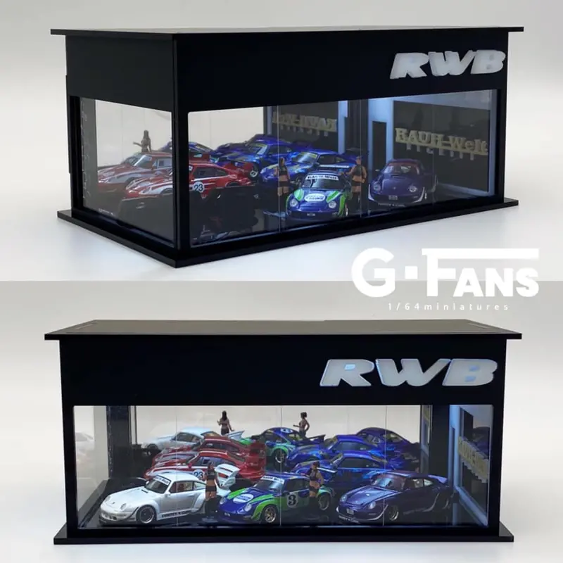 1:64 Porsche Rwb Showroom Diorama Display With Leds -- G-Fans 710002 1