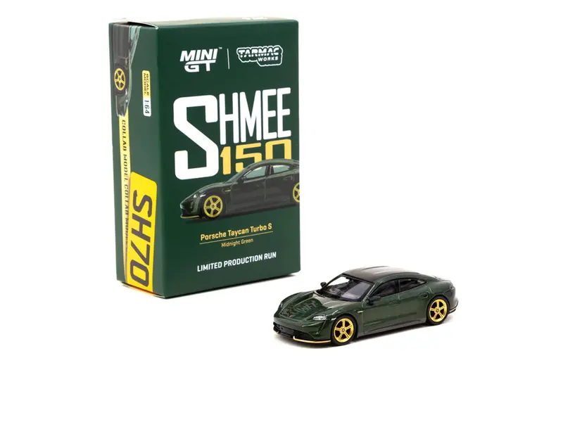 1:64 Porsche Taycan Turbo S - Shmee 150 Midnight Green -- Tarmac Works X Mini Gt 1