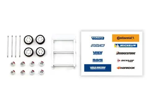 1:64 Rays Te37 White - Comes W/Wheel Stand & Stickers - Tarmac Works Accessories 1
