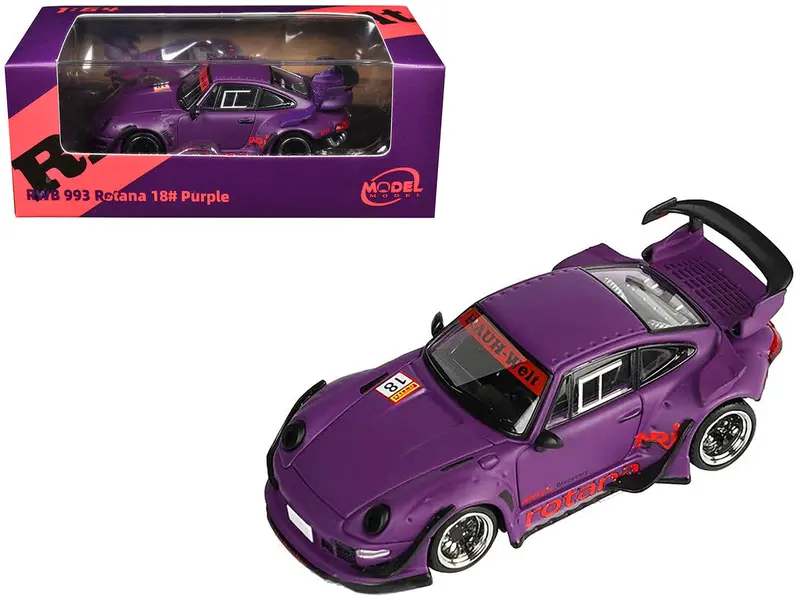 1:64 Rwb 993 (Porsche 911) -- #18 "Rotana" Purple / Red -- Model-Model 1