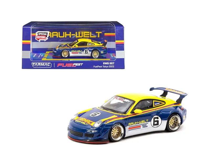 1:64 Rwb 997 -- #6 Blue/Yellow -- Tarmac Works X Tokyo Fuelfest 1