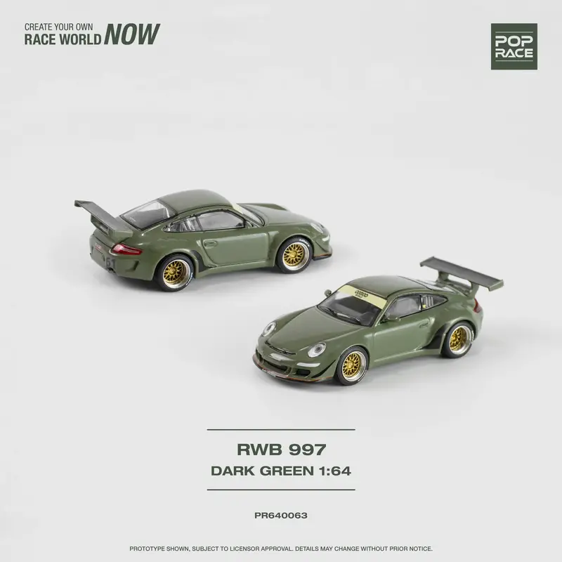 1:64 Rwb 997 -- Dark Green -- Pop Race Porsche 911 1