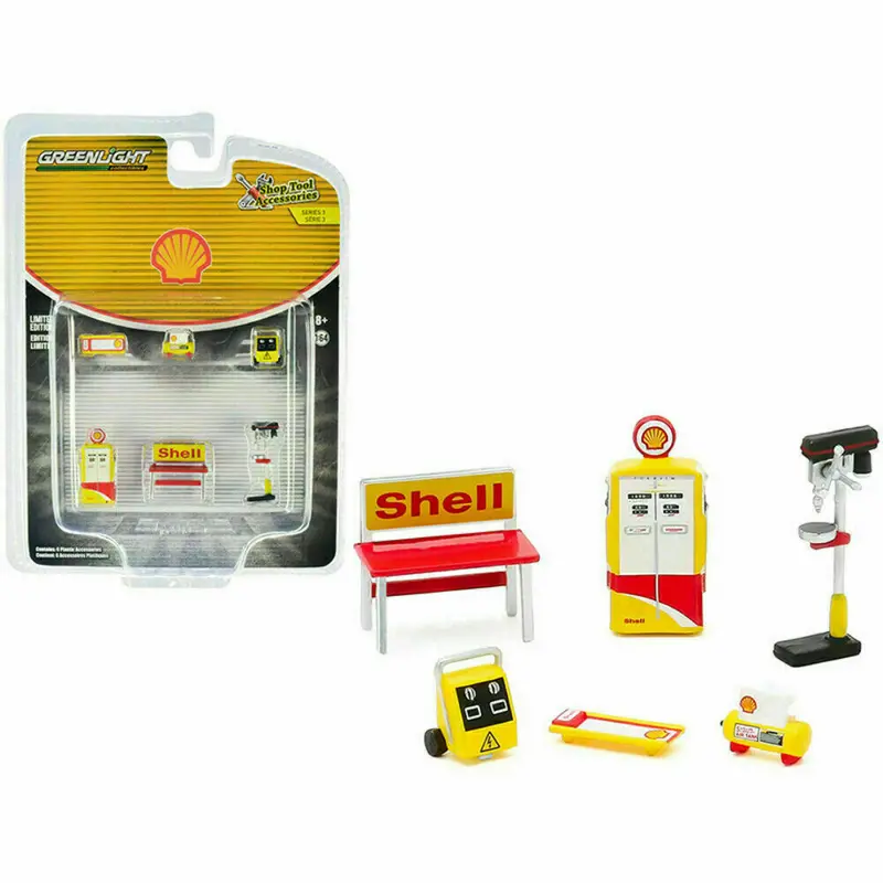 1:64 Shell Oil Auto Body Shop -- Shop Tool Accessory Set --  Greenlight 1