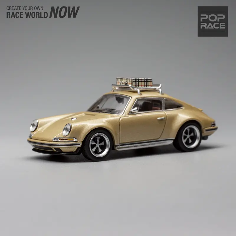 1:64 Singer 964 "Porsche 911" -- Gold W/Luggage -- Pop Race 1
