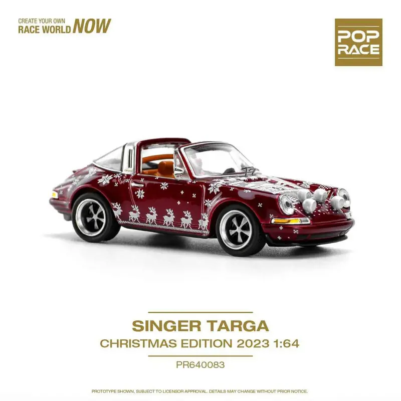 1:64 Singer Targa "Porsche 911 964" -- Christmas Edition In Red -- Pop Race 1