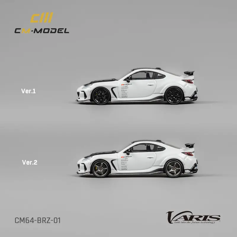 1:64 Subaru Brz Varis Arising -- White W/Carbon Bonnet -- Cm-Model 2