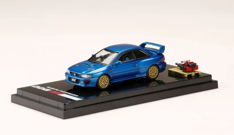 1:64 Subaru Impreza 22B Sti (Gc8) W/Ej22 Engine Display -- Blue -- Hobby Japan 1