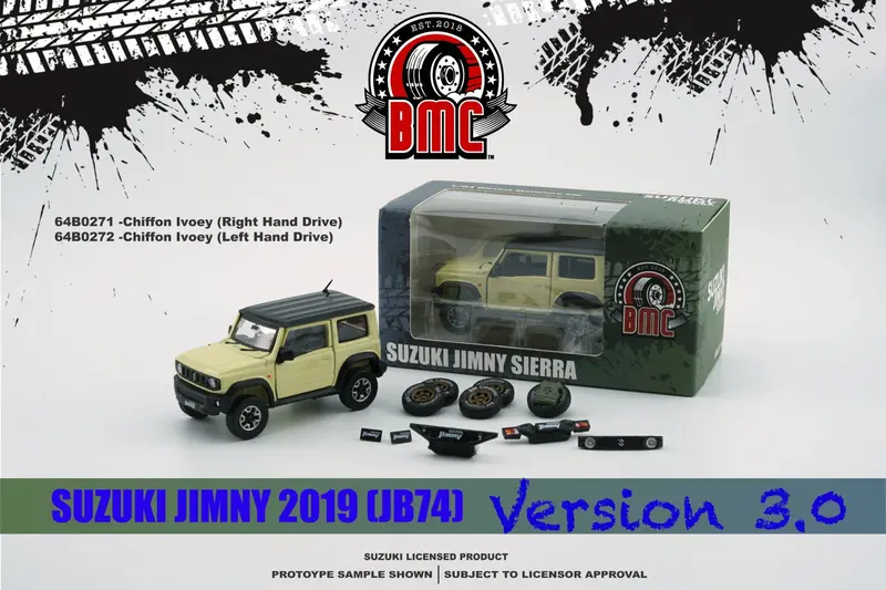 1:64 Suzuki Jimny Jb74 (3Rd Gen) -- Chiffon Ivory/Black Top -- Bm Creations 1