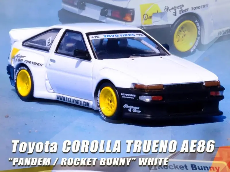 1:64 Toyota Ae86 Levin Pandem Rocket Bunny -- White/Black -- Inno64 1