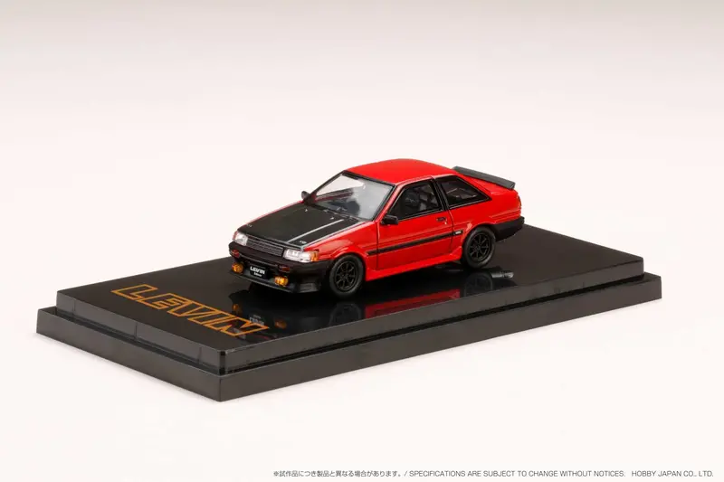 1:64 Toyota Corolla Levin Ae86 -- Red/Black W/Carbon Bonnet -- Hobby Japan 1