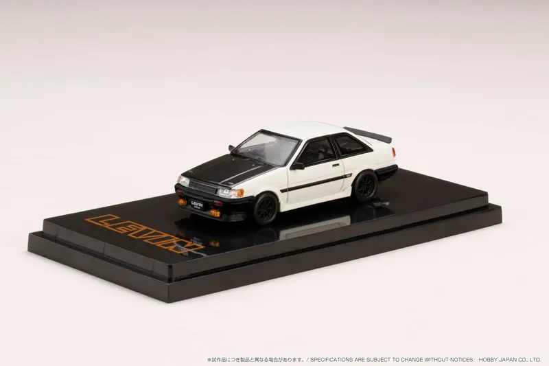 1:64 Toyota Corolla Levin Ae86 -- White/Black W/Carbon Bonnet -- Hobby Japan 1