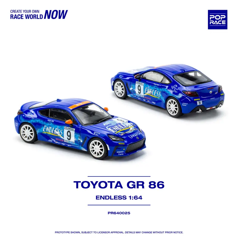 1:64 Toyota Gr 86 -- #9 Endless Blue -- Pop Race 1