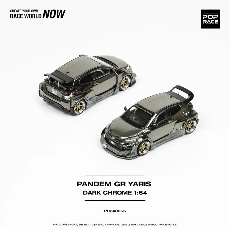 1:64 Toyota Gr Yaris Pandem Rocket Bunny -- Dark Chrome -- Pop Race 1