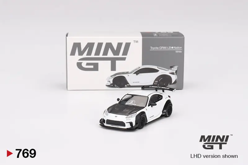 1:64 Toyota Gr86 Lb-Nation -- White/Black -- Mini Gt Mgt00769 1