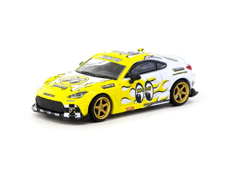 1:64 Toyota Gr86 -- Mooneyes Yellow/White Flames -- Tarmac Works 1