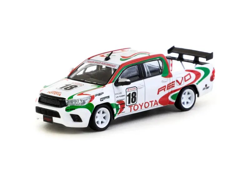 1:64 Toyota Hilux -- #18 Revo White Rally Tribute -- Tarmac Works 1