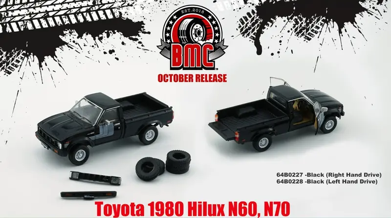 1:64 Toyota Hilux 1980 N60/N70 -- Black -- Bm Creations 1
