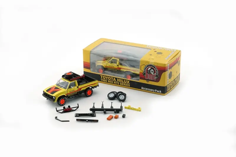 1:64 Toyota Hilux 1980 N60/N70 -- Yellow W/Accessories -- Bm Creations 1
