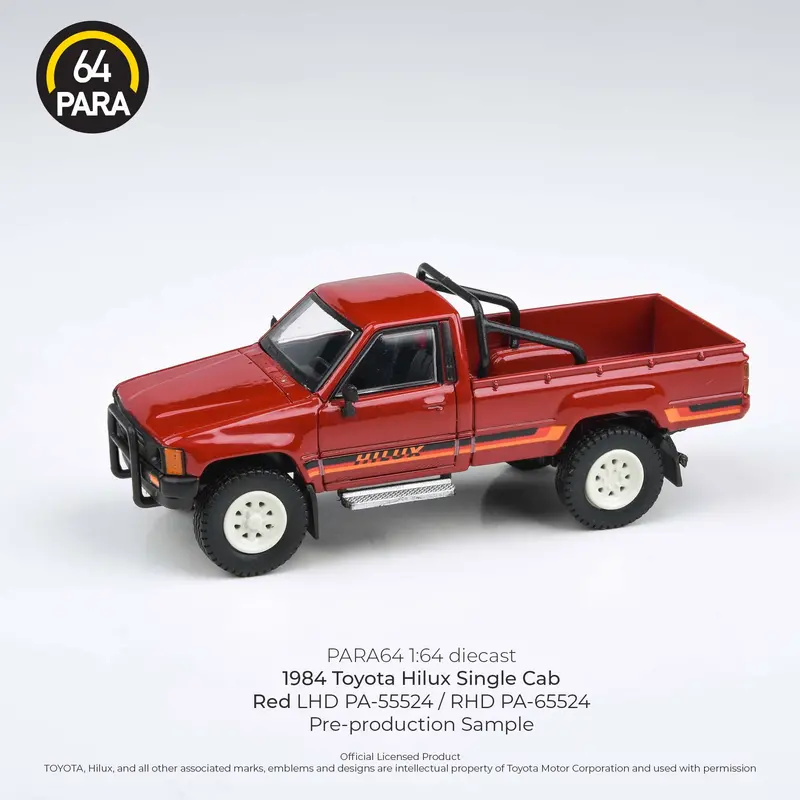 1:64 Toyota Hilux 1984 Single Cab -- Red -- Para64 1