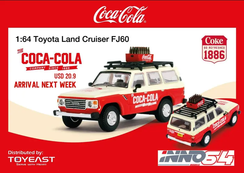 1:64 Toyota Land Cruiser Fj60 -- Coca-Cola Livery -- Inno64/Tiny 1