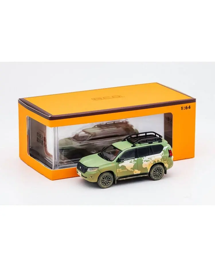 1:64 Toyota Land Cruiser Prado 150 2021 -- Matte Green World Map Version -- Gcd 2
