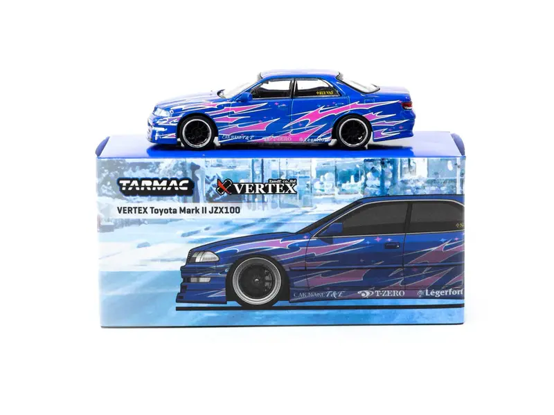 1:64 Toyota Mark Ii Jzx100 Vertex -- Blue Metallic / Pink -- Tarmac Works 1
