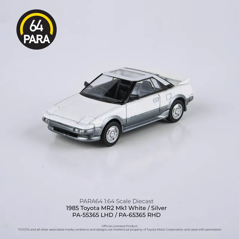 1:64 Toyota Mr2 Mk1 1985 (Closed Lights) -- White/Silver -- Para64 1