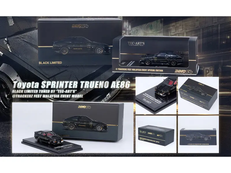1:64 Toyota Sprinter Trueno Ae86 Corolla -- Tecart Black -- Inno64 1