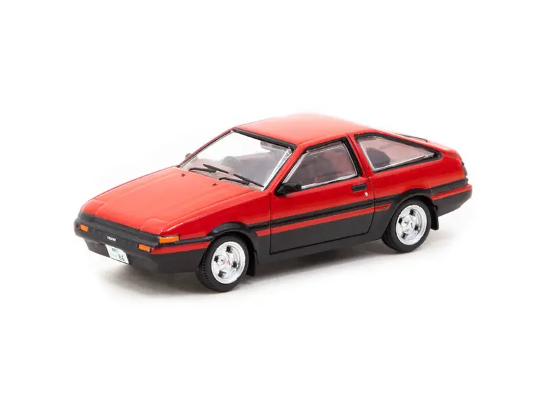 1:64 Toyota Sprinter Trueno (Ae86) -- Red/Black -- Tarmac Works X J Collection 1