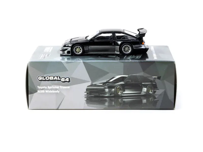 1:64 Toyota Sprinter Trueno Ae86 Widebody -- Black/Grey -- Tarmac Works Malaysia 1