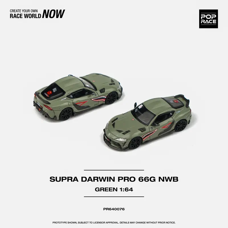 1:64 Toyota Supra Gr A90 Darwinpro 66G Nwb -- Army Green -- Pop Race 1