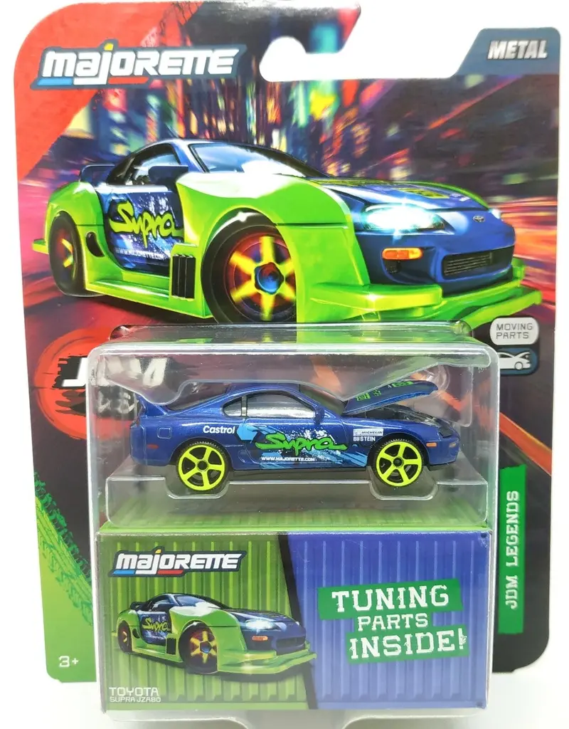 1:64 Toyota Supra Jza80 -- Blue/Green -- Majorette: Jdm Legends Tune Ups 1