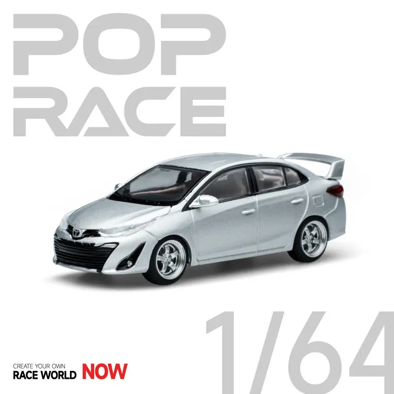 1:64 Toyota Vios -- Silver -- Pop Race 1