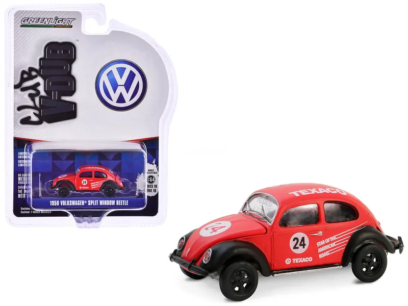 1:64 Volkswagen Split Window Beetle -- #24 Red "Texaco" --  Greenlight 1