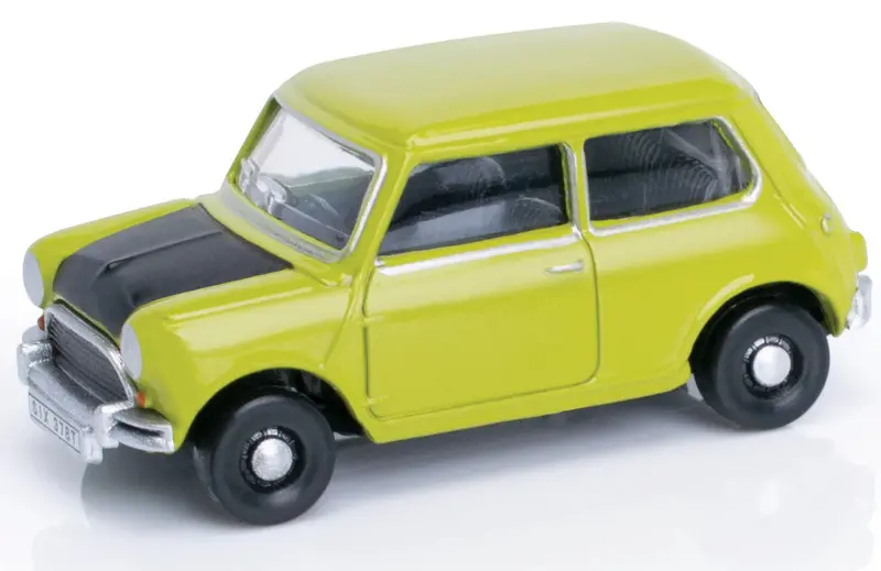 1:76 (Oo) Classic Mini -- Lime Green 'Mr Bean' -- Oxford 76Mn005s 1