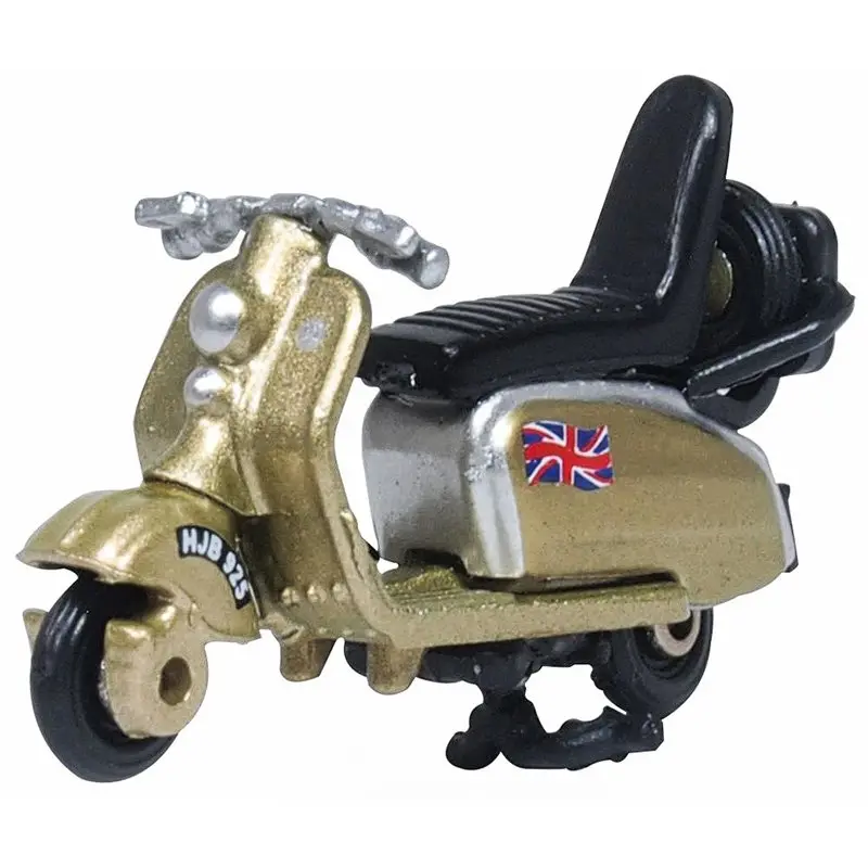 1:76 (Oo) Scooter -- Gold W/ Uk Flag Emblem -- Oxford 76Sc004 1