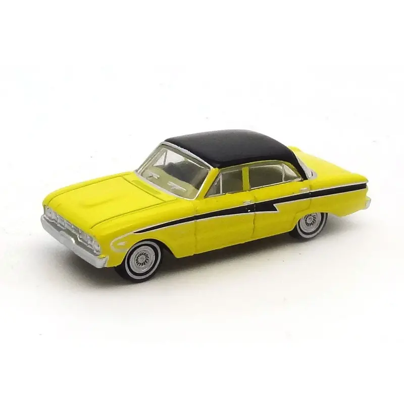 1:87 (Ho) 1960 Ford Xk Falcon Sedan -- Yellow/Black -- Cooee Classics 1