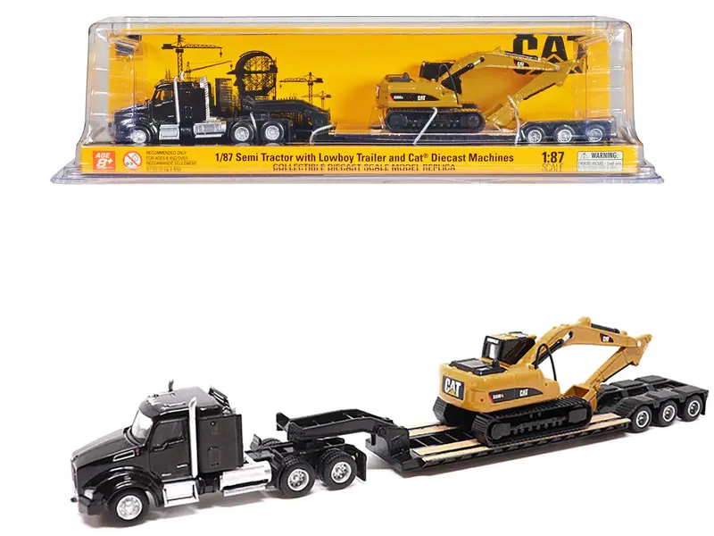 1:87 (Ho) Kenworth T880 Truck W/Cat 320D Excavator - Diecast Masters Caterpillar 1