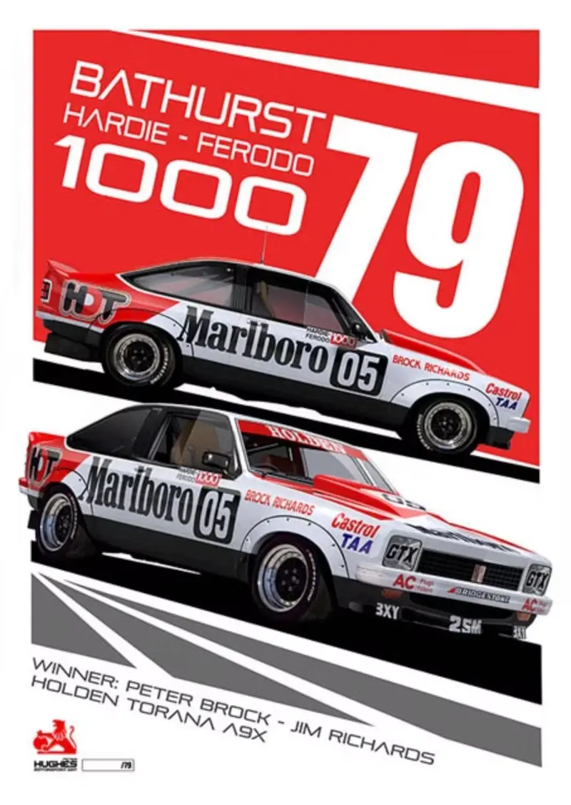 1979 Bathurst Winner Print -- Holden A9x Torana Hdt Peter Brock -- Peter Hughes 1