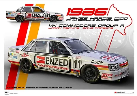 1986 Bathurst Larry Perkins -- Holden Vk Commodore -- Peter Hughes Print 1
