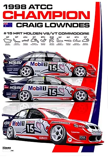 1998 Atcc Winner Print -- Craig Lowndes Holden Racing Team -- Peter Hughes 1