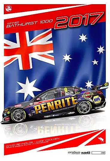 2017 Bathurst Winner Print -- Signed By Both Drivers - Erebus Motorsport Hughes 1