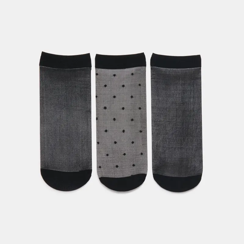3 Pack Ditsy Dot Sheer Anklet Socks Black 1