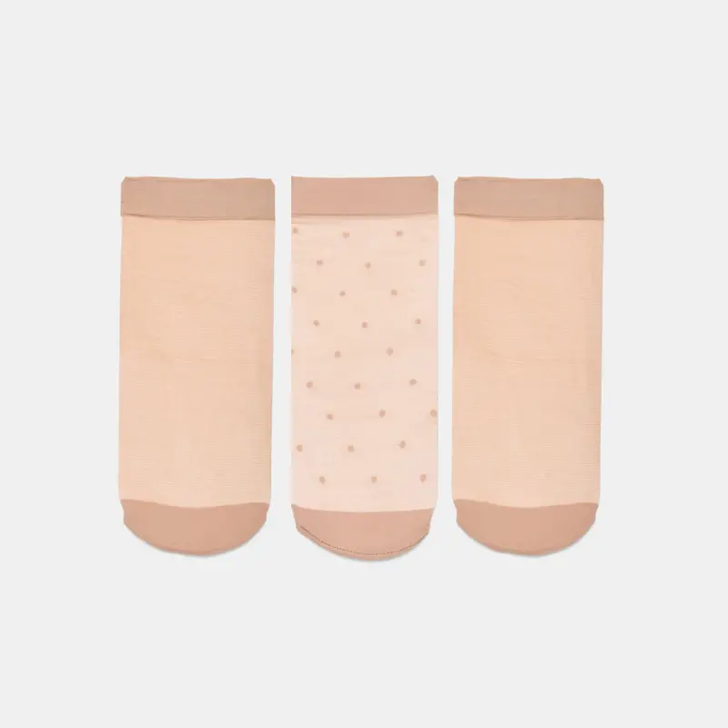 3 Pack Ditsy Dot Sheer Anklet Socks Blush 1