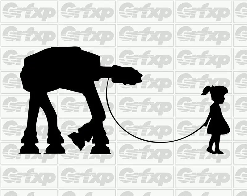 A Girl And Her Pet At-At Sticker 1