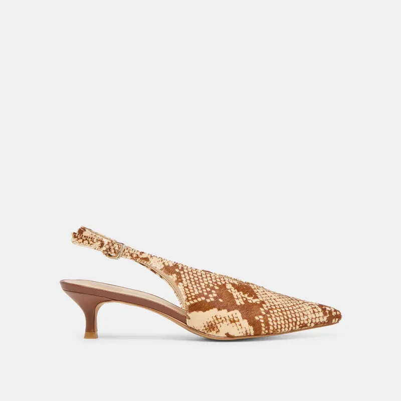 Alenna Heels Brown Snake Calf Hair 1
